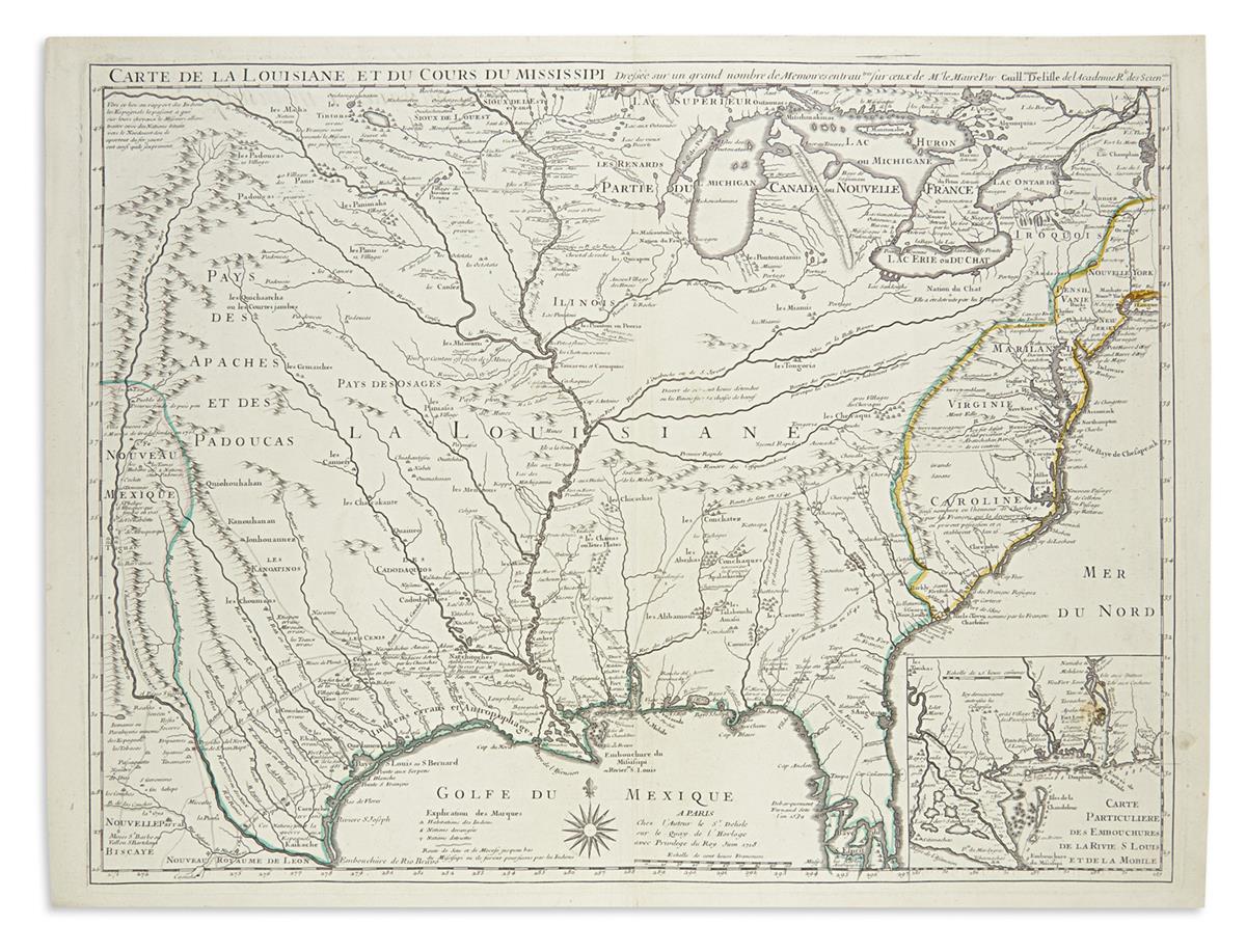 DE LISLE, GUILLAUME. Carte de la Louisiane et du Cours du Mississipi.